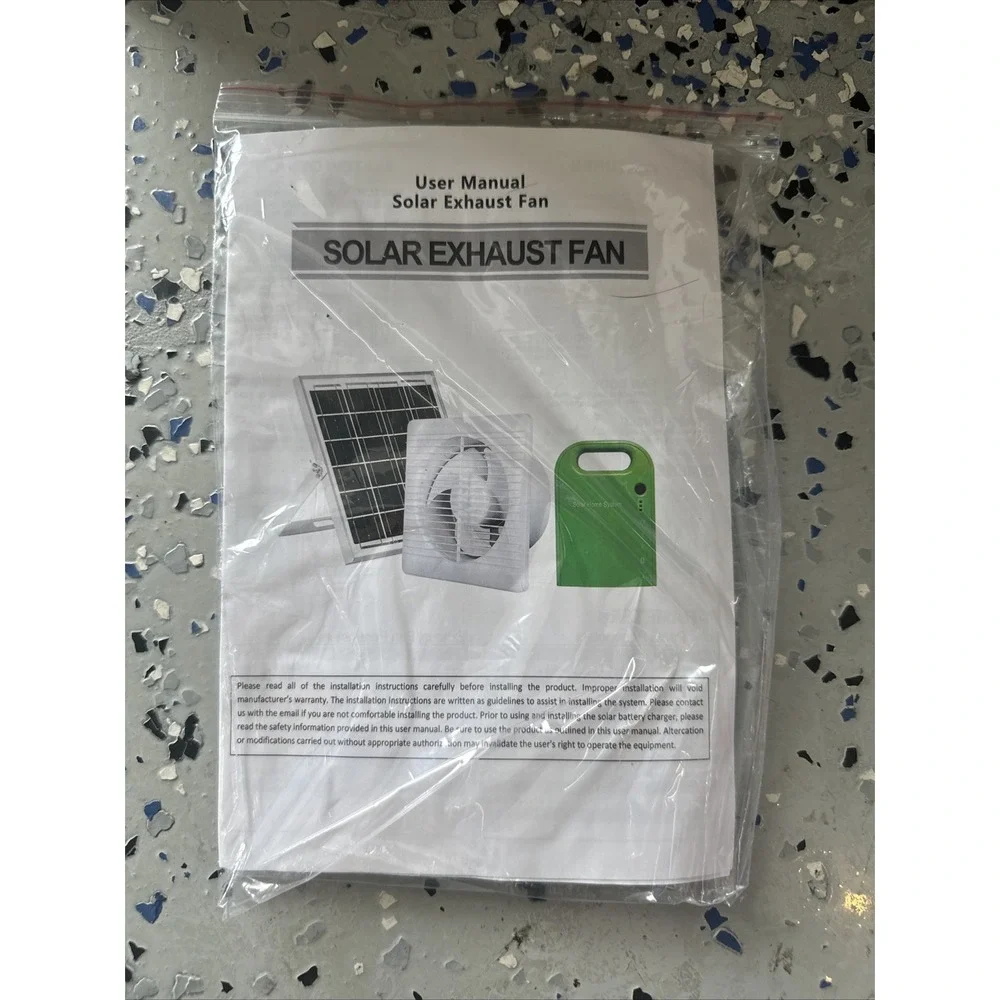 Solar Exhaust Fan with 12000Mah Battery, 20W Solar Powered Fan for Greenhouse Ci